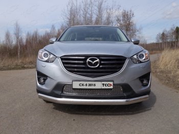 23 899 р. Защита переднего бампера нижняя овальная 75*42 мм ТСС Тюнинг  Mazda CX-5  KE (2015-2017) рестайлинг (нержавейка)  с доставкой в г. Кемерово. Увеличить фотографию 1