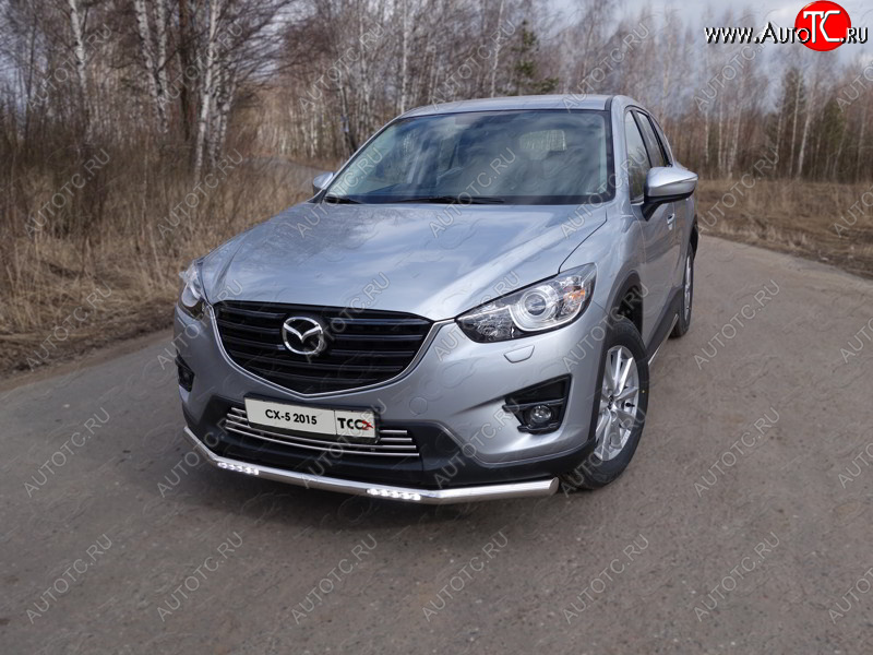 7 349 р. Декоративная вставка переднего бампера ТСС Тюнинг  Mazda CX-5  KE (2015-2017) рестайлинг (d 16 мм)  с доставкой в г. Кемерово