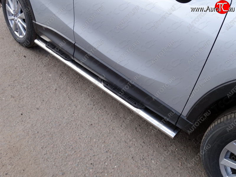 40 799 р. Пороги овальные с накладкой 120х60 мм, ТСС Тюнинг Mazda CX-5 KE рестайлинг (2015-2017) (серые)  с доставкой в г. Кемерово