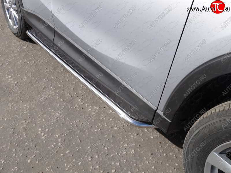 38 999 р. Пороги с площадкой 42,4 мм ТСС Тюнинг Mazda CX-5 KE рестайлинг (2015-2017) (нержавейка)  с доставкой в г. Кемерово