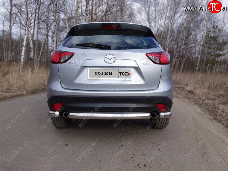 12 749 р. Защита заднего бампера (овальная короткая, d75х42 мм) TCC  Mazda CX-5  KE (2015-2017) рестайлинг  с доставкой в г. Кемерово