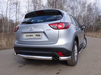 Защита заднего бампера (уголки, d75х42 мм) TCC Mazda CX-5  KE (2015-2017) рестайлинг