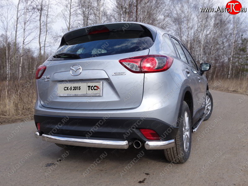9 549 р. Защита заднего бампера (уголки, d75х42 мм) TCC  Mazda CX-5  KE (2015-2017) рестайлинг  с доставкой в г. Кемерово