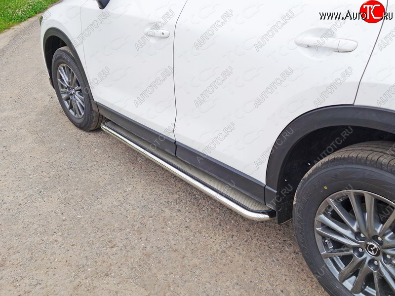 38 999 р. Пороги с площадкой 42,4 мм ТСС Тюнинг  Mazda CX-5  KF (2016-2025) (нержавейка)  с доставкой в г. Кемерово
