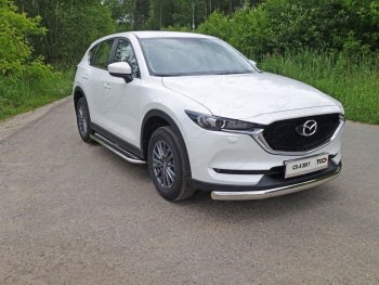 Пороги с площадкой 75х42 мм ТСС Тюнинг Mazda CX-5 KF (2016-2025) (серые)