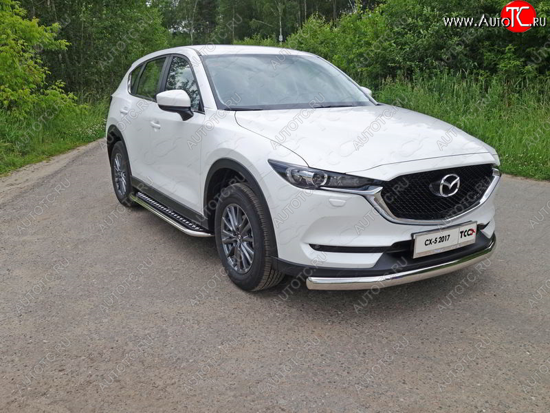 44 999 р. Пороги с площадкой 75х42 мм ТСС Тюнинг  Mazda CX-5  KF (2016-2025) (серые)  с доставкой в г. Кемерово