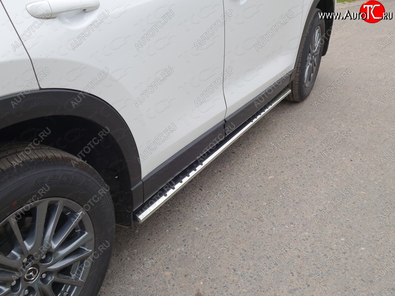 33 999 р. Пороги овальные с проступью 75х42 мм ТСС Тюнинг  Mazda CX-5  KF (2016-2025) (серые)  с доставкой в г. Кемерово