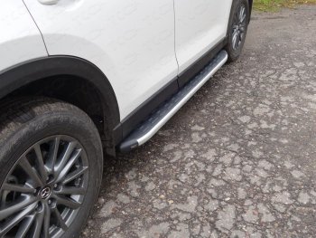 Пороги алюминиевые с пластиковой накладкой ТСС Тюнинг Mazda CX-5 KF (2016-2025)