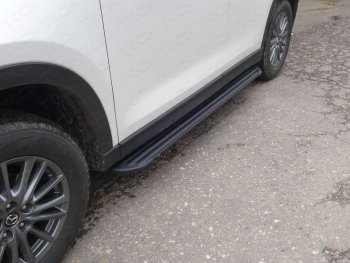 Пороги алюминиевые Slim Line ТСС Тюнинг Mazda CX-5  KF (2016-2025) (Black)
