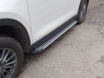 Пороги алюминиевые Slim Line ТСС Тюнинг Mazda CX-5 KF (2016-2025)