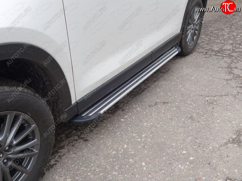 20 599 р. Пороги алюминиевые Slim Line ТСС Тюнинг  Mazda CX-5  KF (2016-2025) (Silver)  с доставкой в г. Кемерово