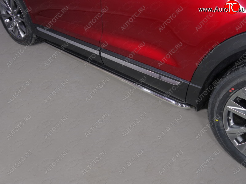 41 749 р. Пороги с площадкой 42,4 мм ТСС Тюнинг Mazda CX-9 TC дорестайлинг (2015-2025) (нержавейка)  с доставкой в г. Кемерово