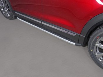 Пороги алюминиевые с пластиковой накладкой ТСС Тюнинг Mazda CX-9 TB дорестайлинг (2007-2009) (серые)