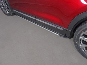 Пороги алюминиевые Slim Line ТСС Тюнинг Mazda CX-9 TC дорестайлинг (2015-2025)