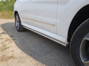 Защита порогов труба d42,4 мм ТСС Тюнинг Mercedes-Benz GLK class  X204 (2012-2015) рестайлинг (серые)