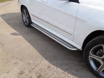Пороги с площадкой 42,4 мм ТСС Тюнинг Mercedes-Benz GLK class  X204 (2012-2015) рестайлинг (серые)