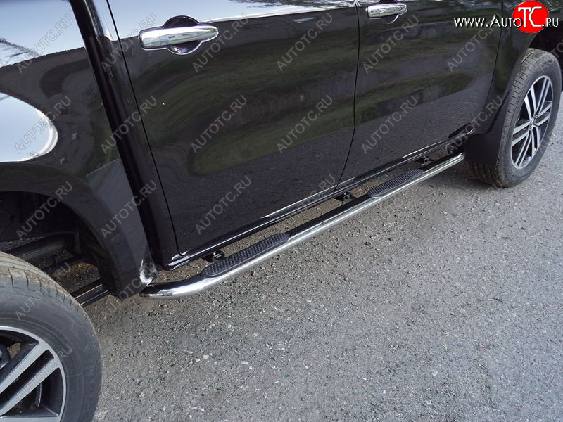 31 399 р. Пороги овальные гнутые с накладкой 75х42 мм Mercedes-Benz X class W470 (2017-2020) (серые)  с доставкой в г. Кемерово