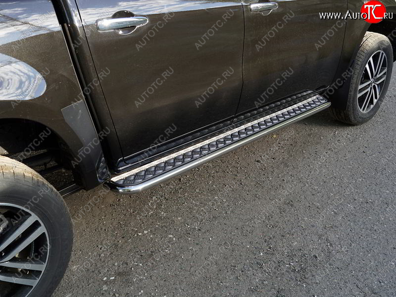 27 849 р. Пороги с площадкой 42,4 мм ТСС Тюнинг Mercedes-Benz X class W470 (2017-2020) (серые)  с доставкой в г. Кемерово