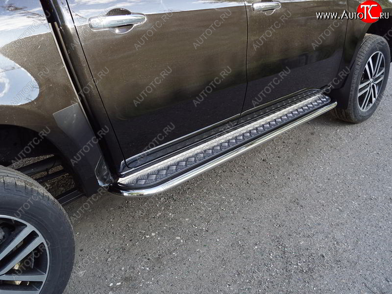 39 599 р. Пороги с площадкой 75х42 мм ТСС Тюнинг Mercedes-Benz X class W470 (2017-2020) (серые)  с доставкой в г. Кемерово