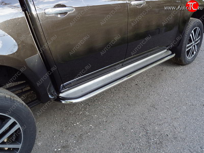 46 999 р. Пороги с площадкой 75х42 мм ТСС Тюнинг Mercedes-Benz X class W470 (2017-2020) (нержавейка)  с доставкой в г. Кемерово