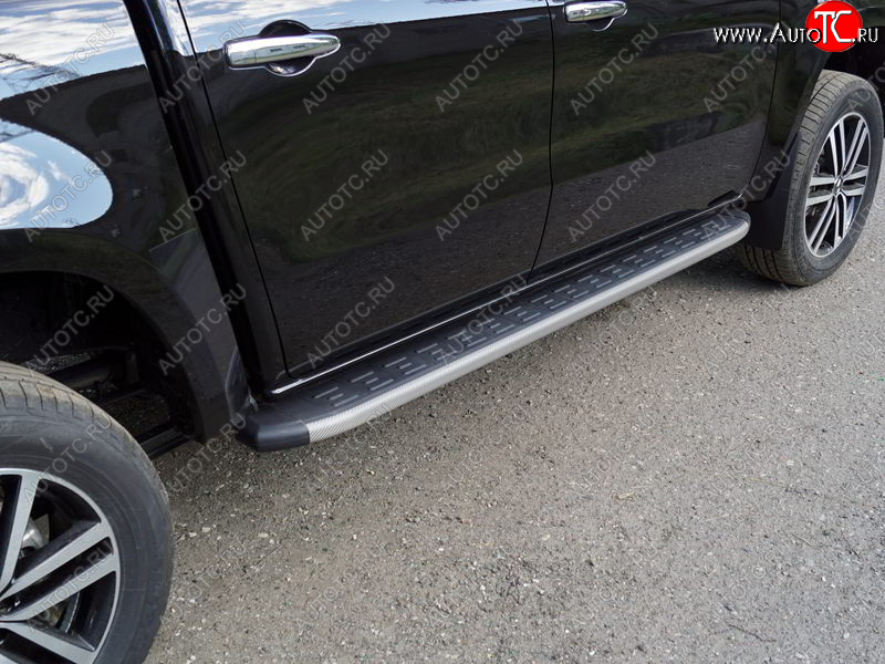 21 999 р. Пороги алюминиевые с пластиковой накладкой ТСС Тюнинг  Mercedes-Benz X class  W470 (2017-2020) (карбон серые)  с доставкой в г. Кемерово