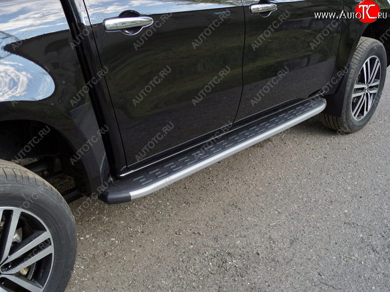 21 999 р. Пороги алюминиевые с пластиковой накладкой, ТСС Тюнинг  Mercedes-Benz X class  W470 (2017-2020) (карбон серебро)  с доставкой в г. Кемерово
