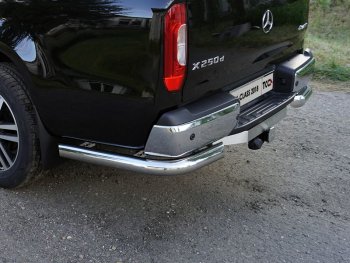 Защита задняя (уголки, нержавейка 76,1 мм) ТСС Тюнинг Mercedes-Benz X class  W470 (2017-2020)