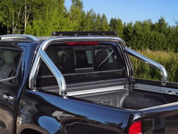 Защита кузова (для кузова) d 76,1 мм со светодиодной фарой ТСС Тюнинг Mercedes-Benz X class  W470 (2017-2020) (нержавейка)