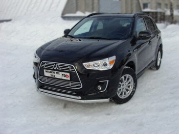 Защита переднего бампера нижняя d60,3*42,4 мм ТСС Тюнинг Mitsubishi ASX (2013-2016) 1-ый рестайлинг (нержавейка)