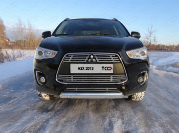 Защита переднего бампера нижняя овальная 75*42 мм ТСС Тюнинг Mitsubishi ASX (2013-2016) 1-ый рестайлинг (нержавейка)