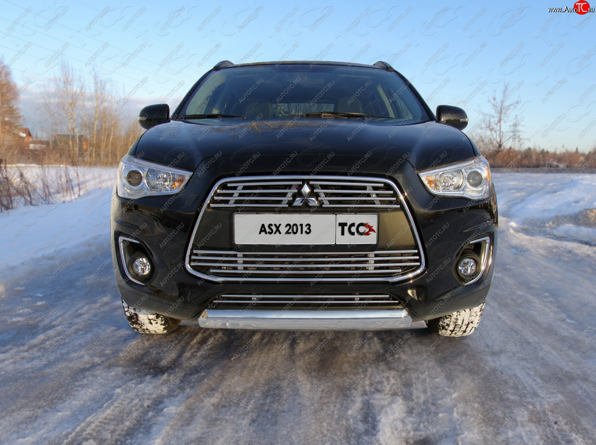 12 749 р. Защита переднего бампера нижняя овальная 75*42 мм ТСС Тюнинг  Mitsubishi ASX (2013-2016) 1-ый рестайлинг (нержавейка)  с доставкой в г. Кемерово