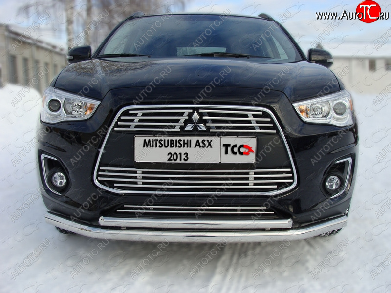 7 349 р. Средняя декоративная вставка в бампер ТСС Тюнинг  Mitsubishi ASX (2013-2016) 1-ый рестайлинг (d 12 мм)  с доставкой в г. Кемерово