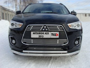 Нижняя декоративная вставка в бампер ТСС Тюнинг Mitsubishi ASX 1-ый рестайлинг (2013-2016) (d 12 мм)