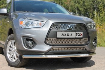 31 899 р. Защита переднего бампера нижняя с ДХО 60,3 мм ТСС Тюнинг  Mitsubishi ASX (2013-2016) 1-ый рестайлинг (нержавейка)  с доставкой в г. Кемерово. Увеличить фотографию 1