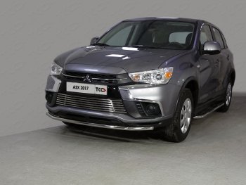 15 999 р. Защита переднего бампера нижняя d42,4 мм ТСС Тюнинг  Mitsubishi ASX (2017-2020) 2-ой рестайлинг (нержавейка)  с доставкой в г. Кемерово. Увеличить фотографию 1