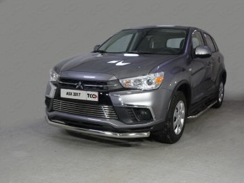 18 999 р. Защита переднего бампера нижняя d60,3 мм ТСС Тюнинг  Mitsubishi ASX (2017-2020) 2-ой рестайлинг (нержавейка)  с доставкой в г. Кемерово. Увеличить фотографию 1