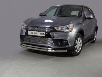 Защита переднего бампера нижняя двойная 60,3*42,4 мм ТСС Тюнинг Mitsubishi ASX (2017-2020) 2-ой рестайлинг (нержавейка)