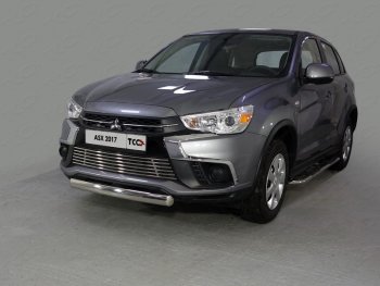 Защита переднего бампера нижняя овальная 75*42 мм ТСС Тюнинг Mitsubishi ASX (2017-2020) 2-ой рестайлинг (нержавейка)