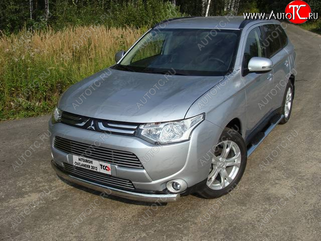 20 699 р. Защита переднего бампера нижняя овальная 75*42 мм ТСС Тюнинг  Mitsubishi Outlander  GF (2012-2014) дорестайлинг (нержавейка)  с доставкой в г. Кемерово