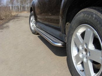 Пороги с площадкой 42,4 мм ТСС Тюнинг Mitsubishi Outlander GF дорестайлинг (2012-2014) (серые)