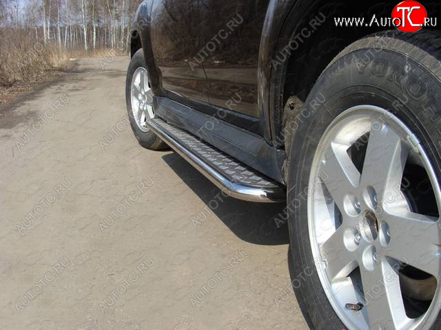27 849 р. Пороги с площадкой 42,4 мм ТСС Тюнинг  Mitsubishi Outlander  GF (2012-2014) дорестайлинг (серые)  с доставкой в г. Кемерово