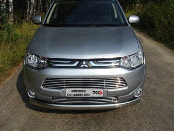 Верхняя декоративная вставка решетки радиатора ТСС Тюнинг Mitsubishi Outlander  GF (2012-2014) дорестайлинг (d 12 мм)
