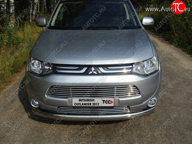 7 349 р. Верхняя декоративная вставка решетки радиатора ТСС Тюнинг  Mitsubishi Outlander  GF (2012-2014) дорестайлинг (d 12 мм)  с доставкой в г. Кемерово