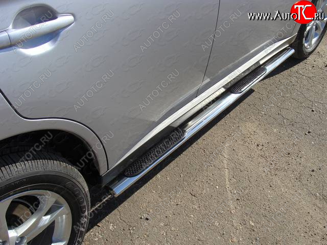 31 399 р. Пороги овальные с накладкой 75х42 мм ТСС Тюнинг  Mitsubishi Outlander  GF (2012-2014) дорестайлинг (серые)  с доставкой в г. Кемерово
