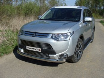 20 699 р. Защита переднего бампера нижняя овальная 75*42 мм ТСС Тюнинг  Mitsubishi Outlander  GF (2014-2016) 1-ый рестайлинг (нержавейка)  с доставкой в г. Кемерово. Увеличить фотографию 1