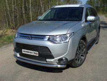 Верхняя декоративная вставка решетки радиатора ТСС Тюнинг Mitsubishi Outlander  GF (2014-2016) 1-ый рестайлинг (d 12 мм)