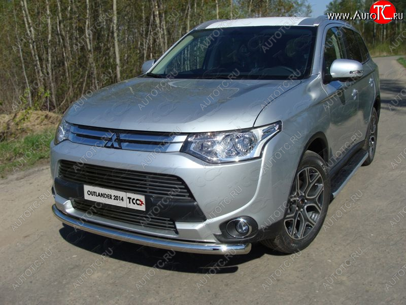 7 349 р. Верхняя декоративная вставка решетки радиатора ТСС Тюнинг  Mitsubishi Outlander  GF (2014-2016) 1-ый рестайлинг (d 12 мм)  с доставкой в г. Кемерово