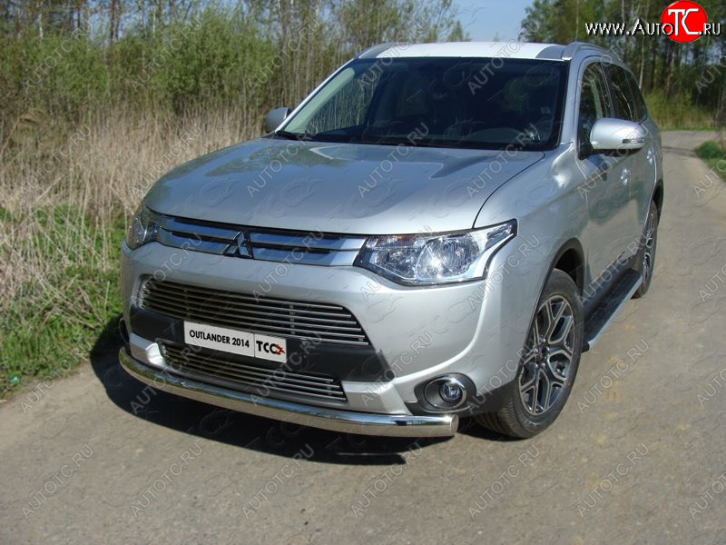 4 299 р. Нижняя декоративная вставка в бампер ТСС Тюнинг  Mitsubishi Outlander  GF (2014-2016) 1-ый рестайлинг (d 12 мм)  с доставкой в г. Кемерово