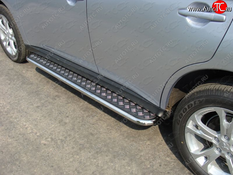 27 849 р. Пороги с площадкой 42,4 мм ТСС Тюнинг  Mitsubishi Outlander  GF (2014-2016) 1-ый рестайлинг (серые)  с доставкой в г. Кемерово