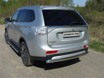 Защита задняя центральная овал нержавейка 75*42 мм ТСС Тюнинг Mitsubishi Outlander  GF (2014-2016) 1-ый рестайлинг